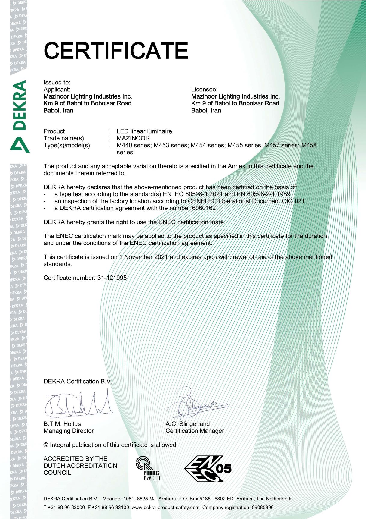 Mazinoor certificates